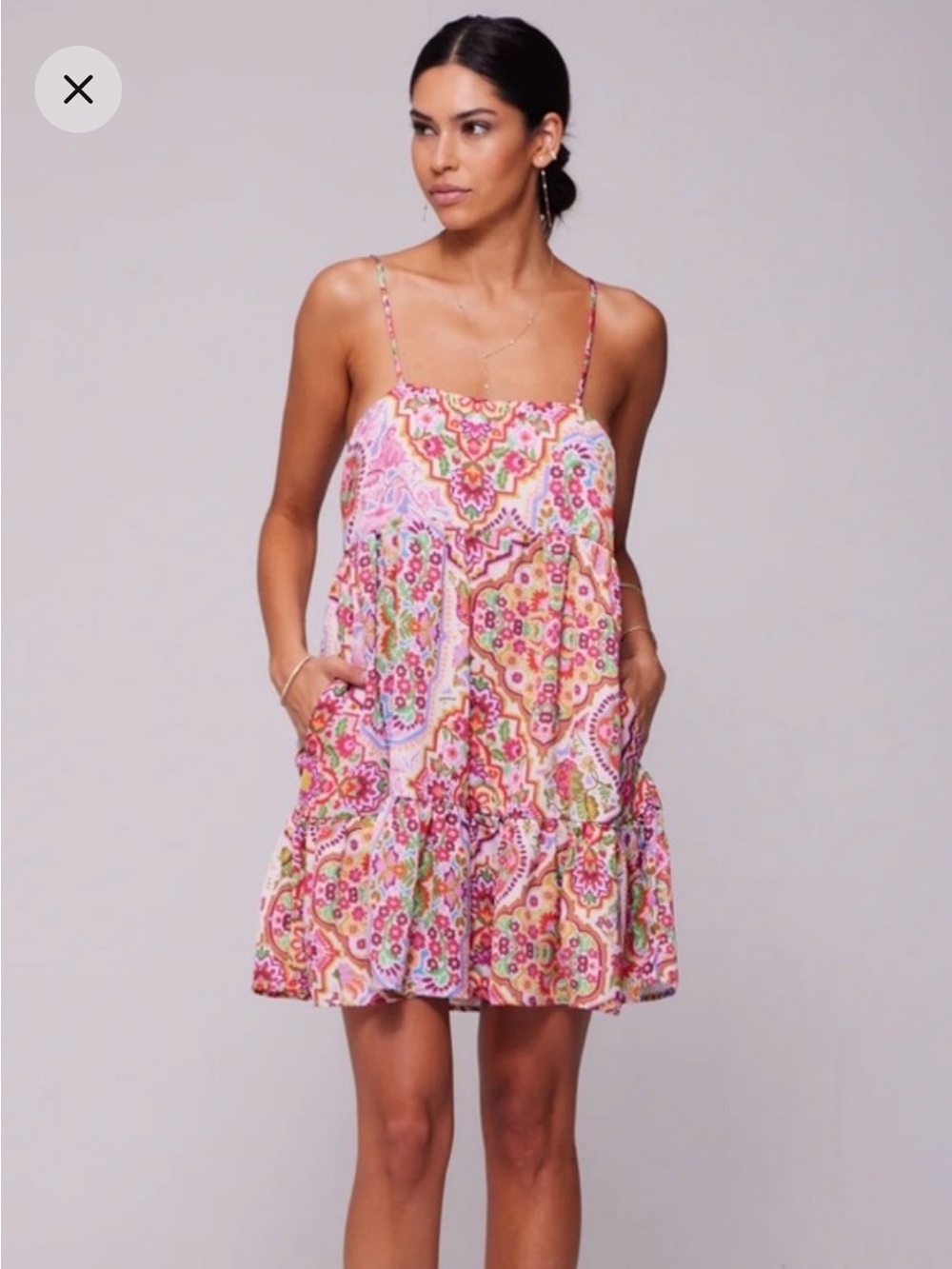 Resa size XS  - Colorful Floral Print Spaghetti Strap Sundress